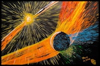 a painting of a black hole and a sun